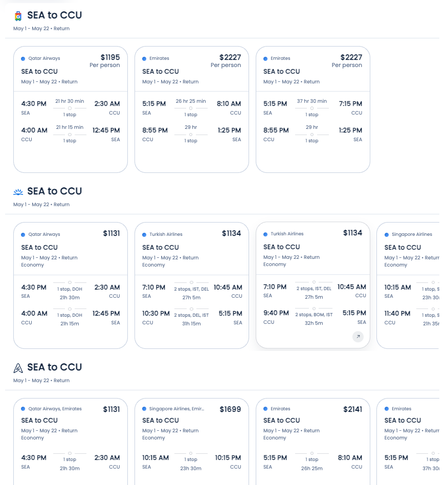 Flight Agents comparison demo